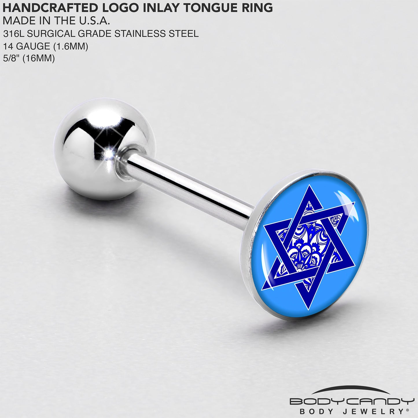 Floral Star of David Barbell Tongue Ring by Onyx O