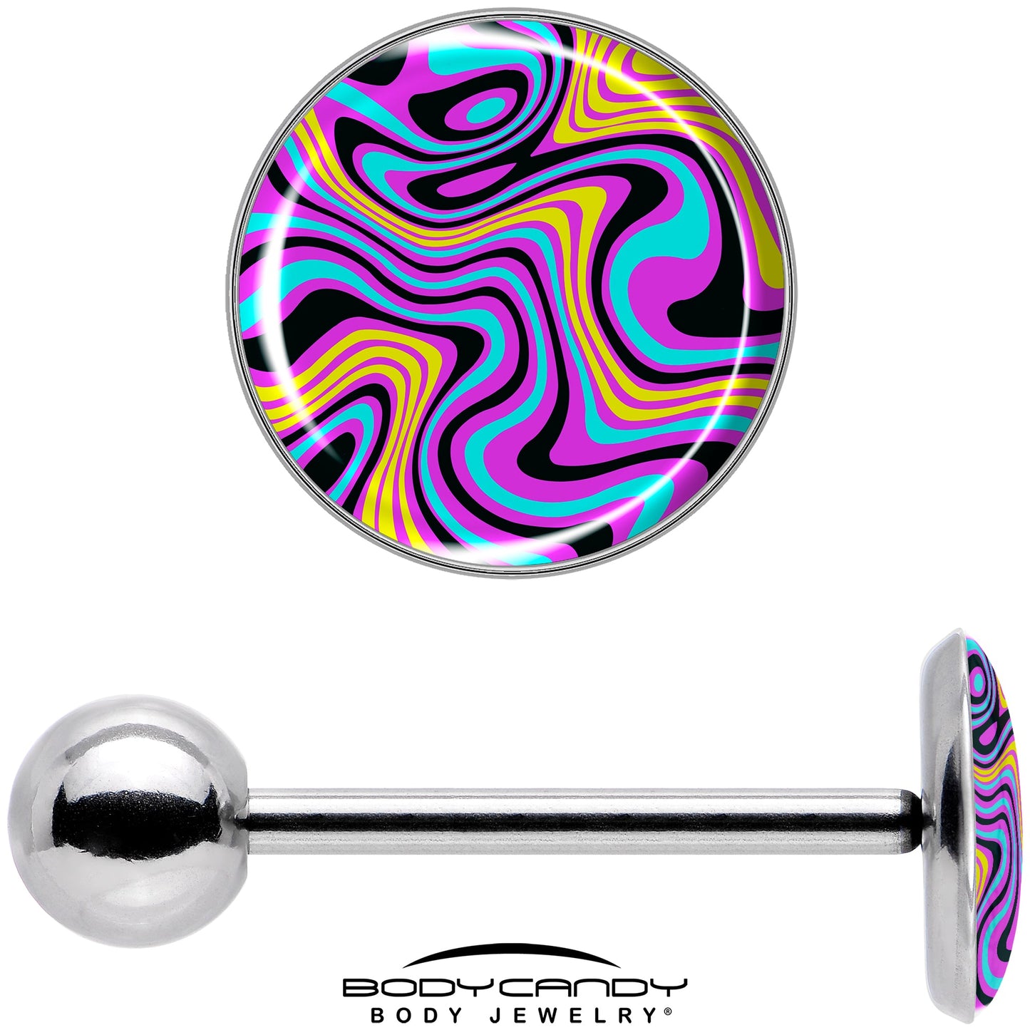 Funky Swirls Barbell Tongue Ring by Onyx O