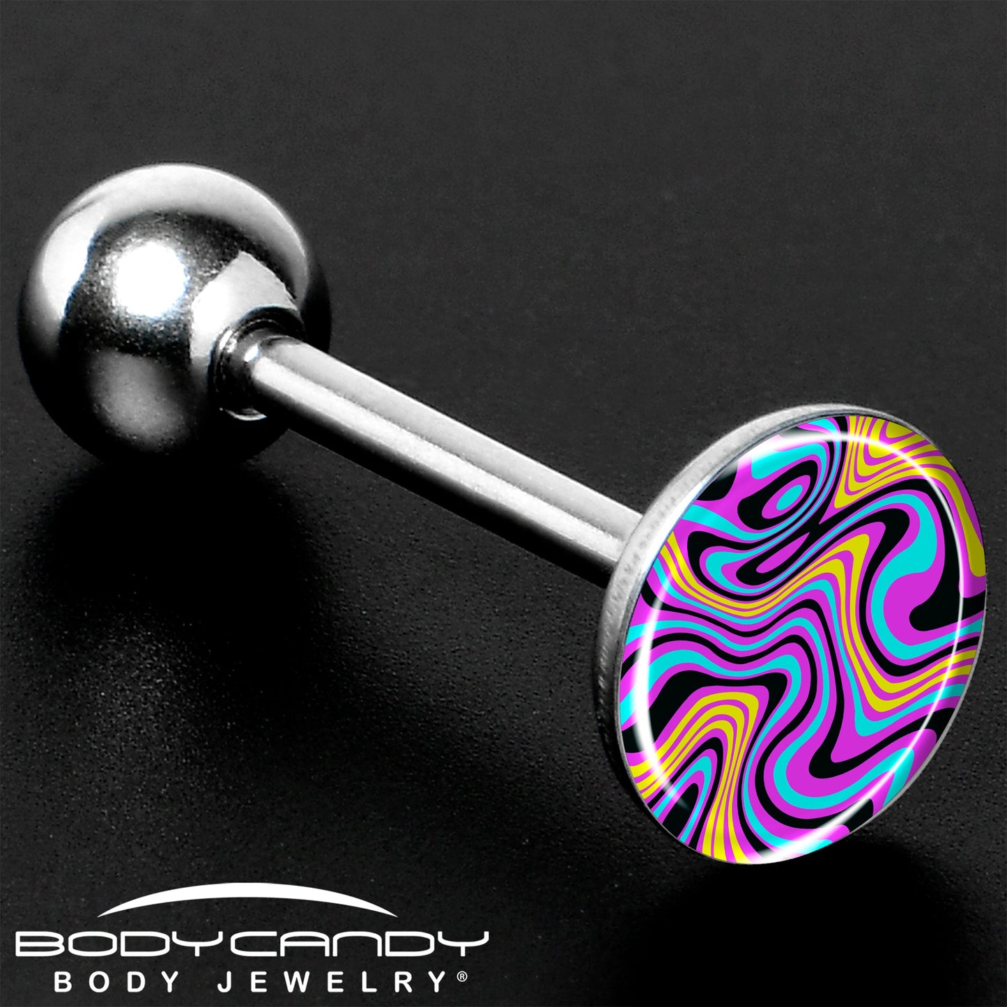 Funky Swirls Barbell Tongue Ring by Onyx O