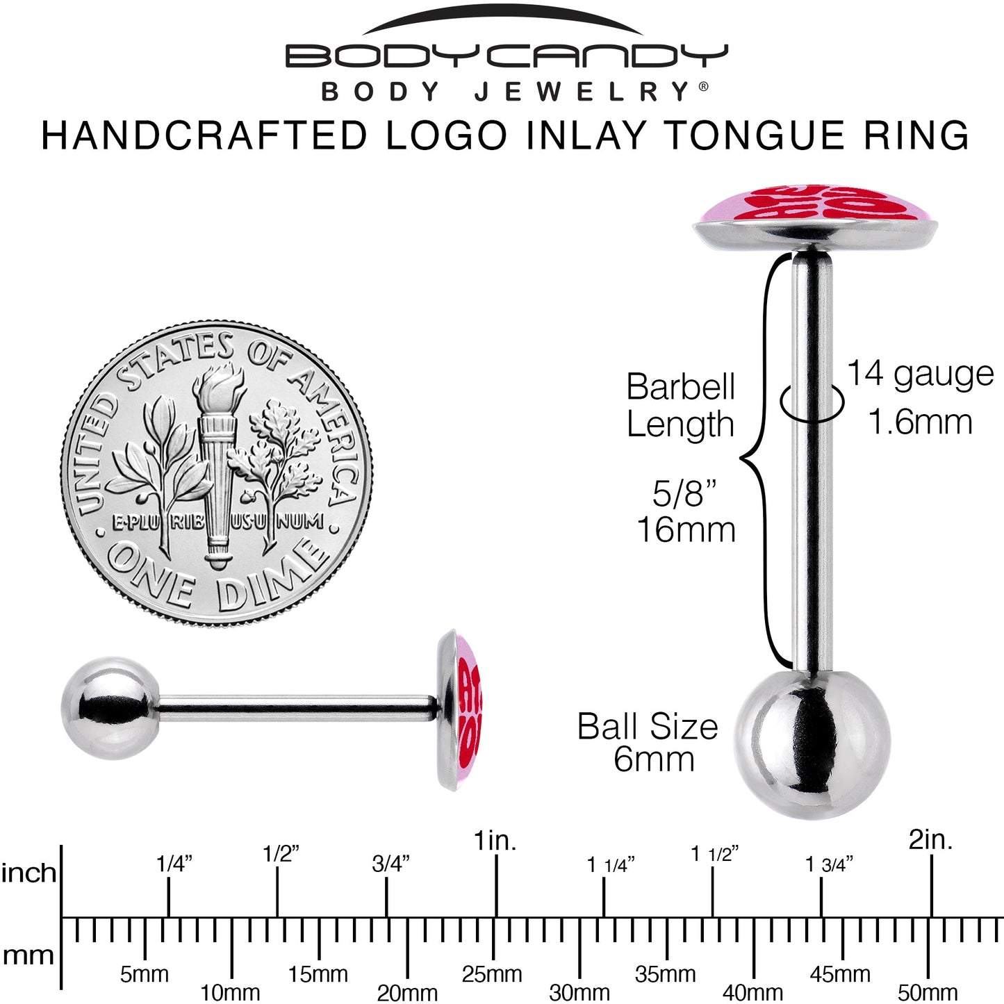 Retro Text Hate You Barbell Tongue Ring by Onyx O