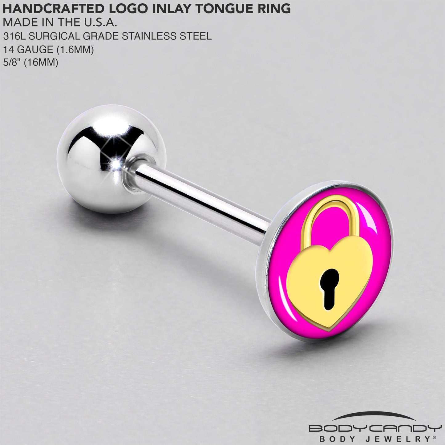 Heart Lock Barbell Tongue Ring by Onyx O