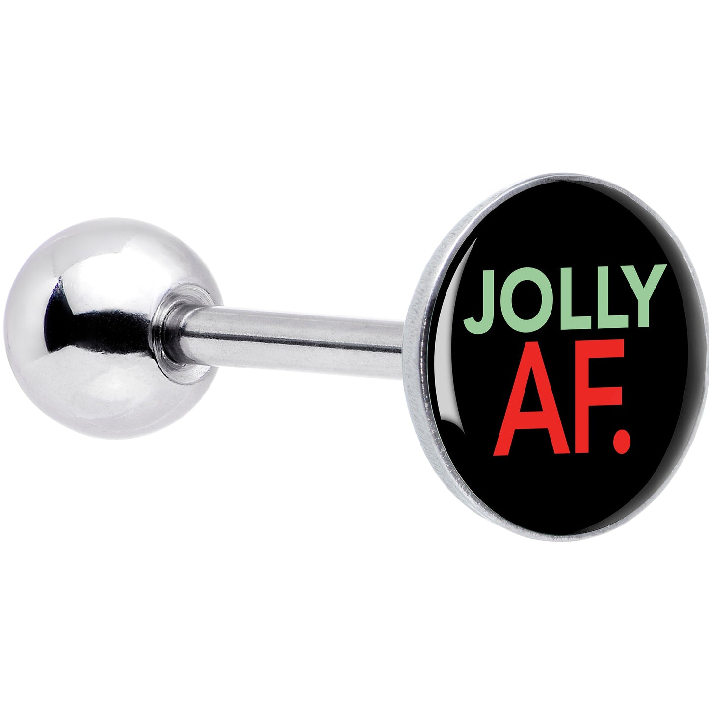 Jolly AF Festive Holiday Barbell Tongue Ring by Onyx O