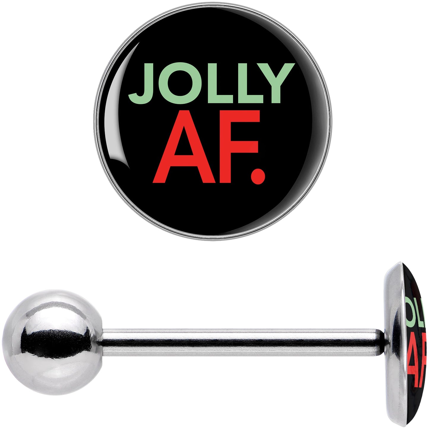 Jolly AF Festive Holiday Barbell Tongue Ring by Onyx O