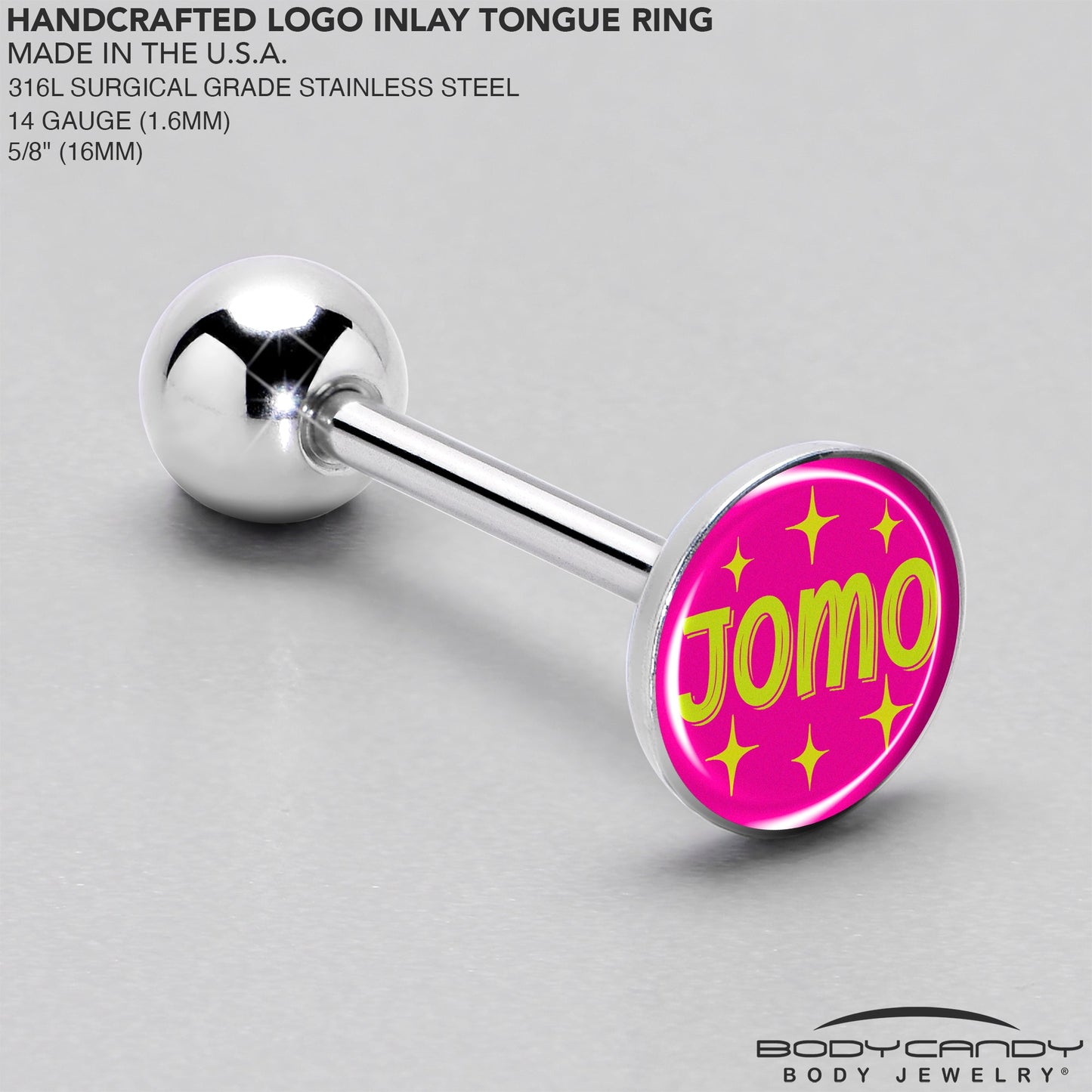 Pink JOMO Barbell Tongue Ring by Onyx O