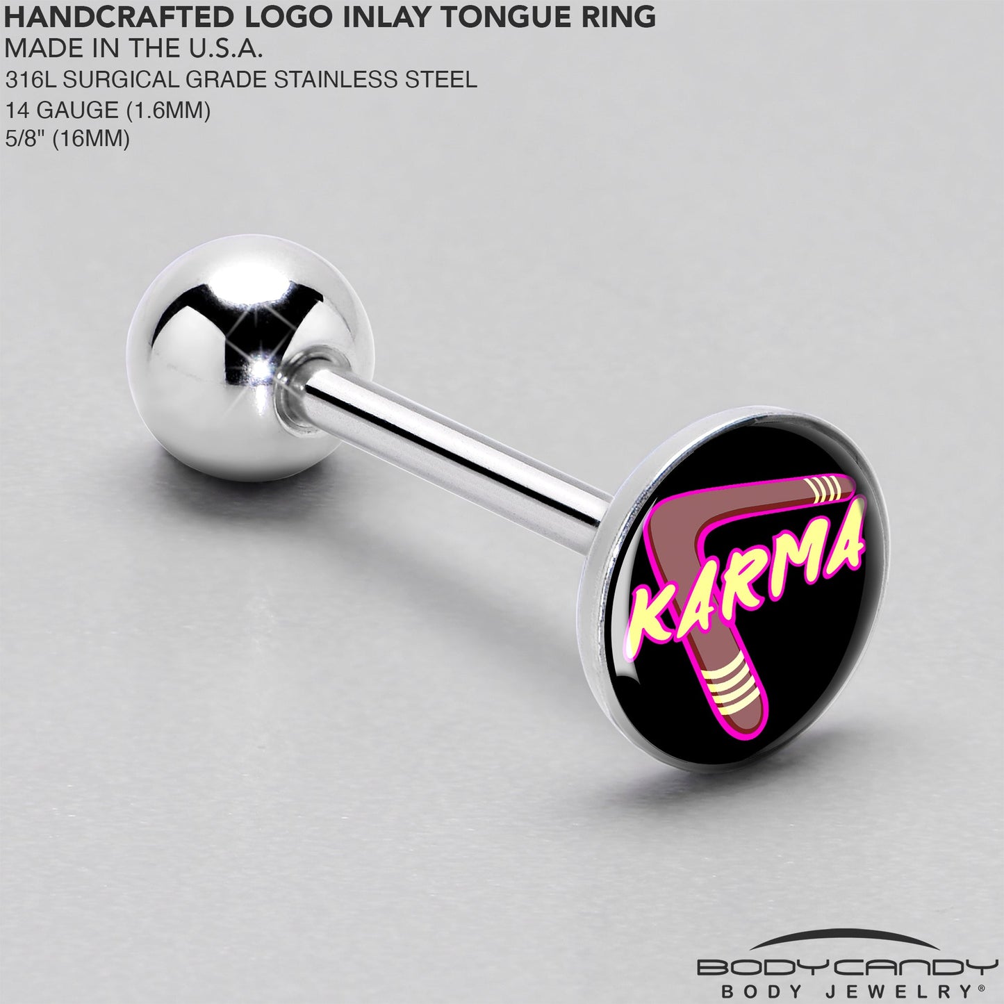 Karmic Boomerang Barbell Tongue Ring by Onyx O