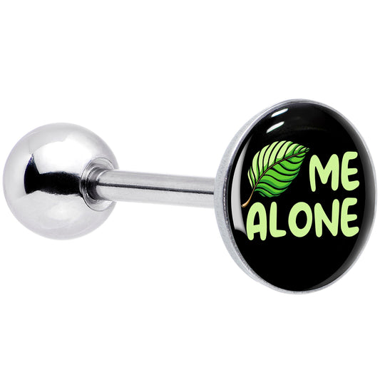 Black Green Leaf Me Alone Barbell Tongue Ring by Onyx O