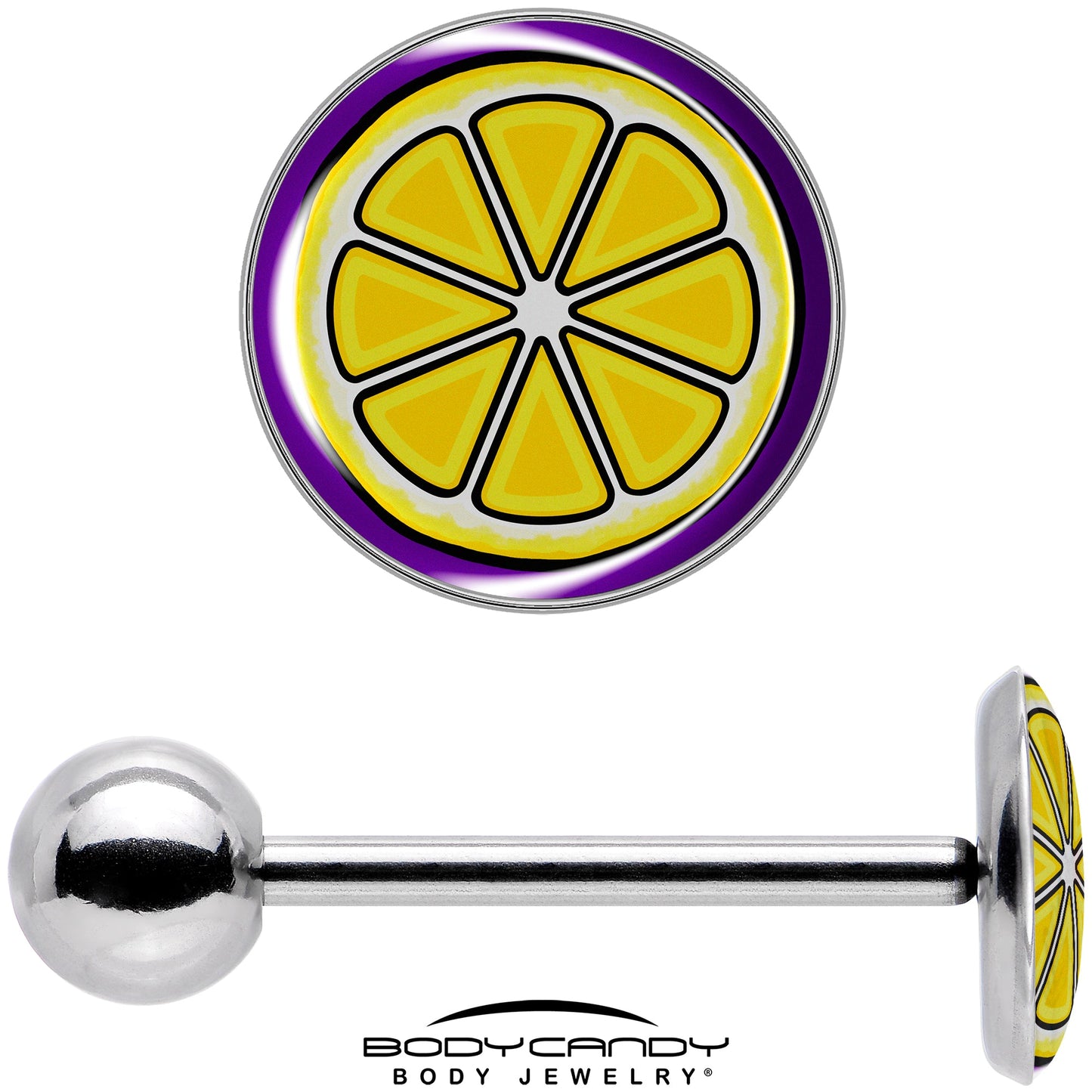 Yellow Slice of Lemon Barbell Tongue Ring by Onyx O