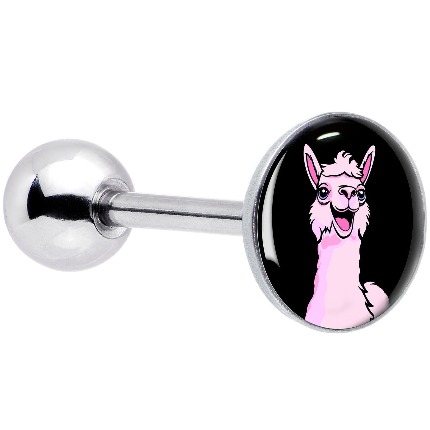 Pink Happy Llama Barbell Tongue Ring by Onyx O