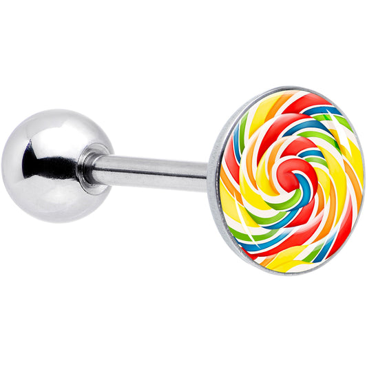 Rainbow Swirl Lollipop Barbell Tongue Ring by Onyx O