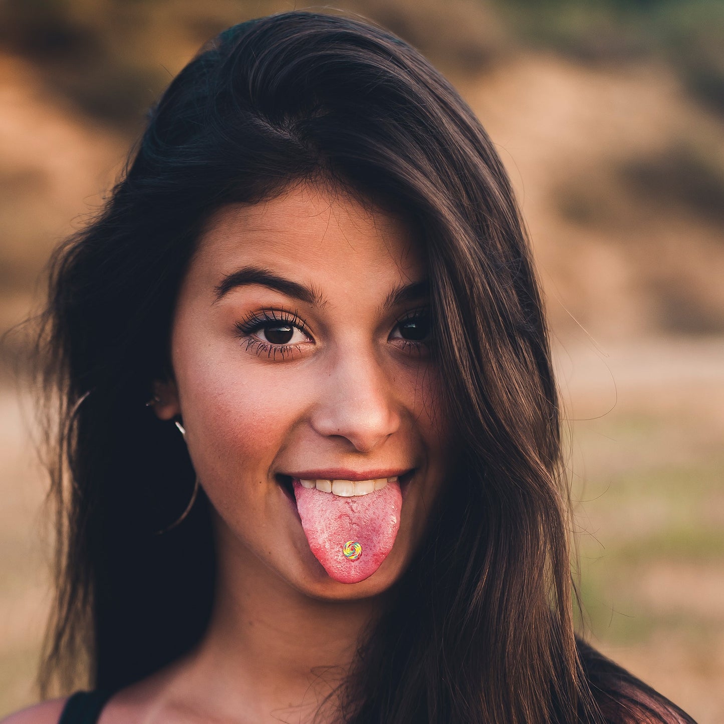 Rainbow Swirl Lollipop Barbell Tongue Ring by Onyx O