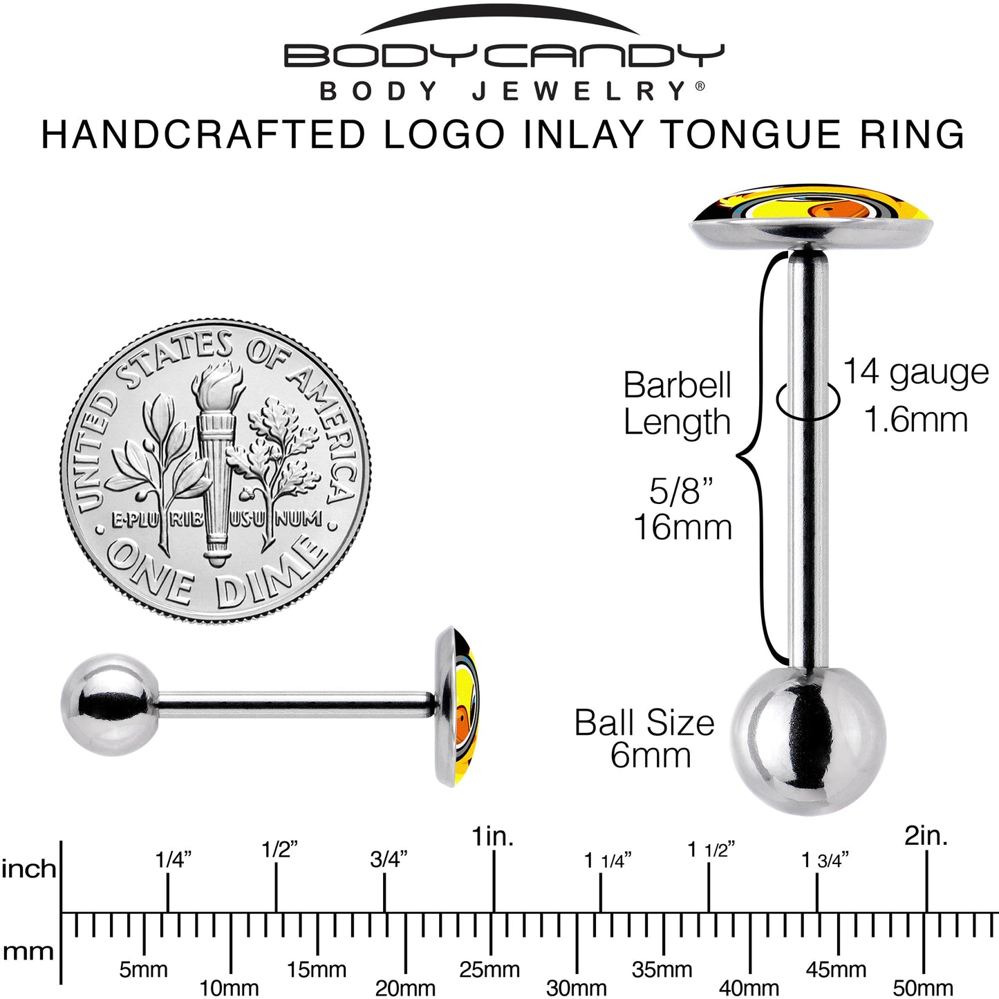 Magnified Yellow Duck Barbell Tongue Ring by Onyx O