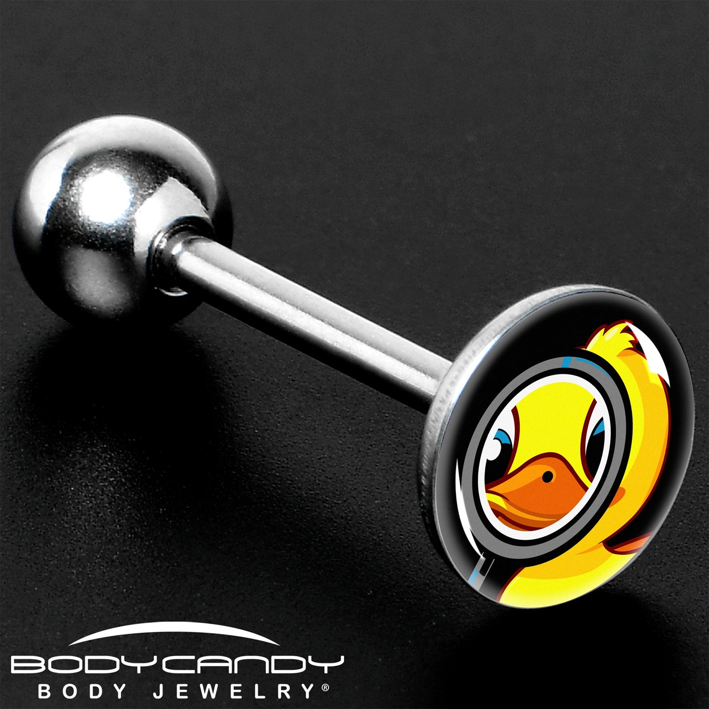 Magnified Yellow Duck Barbell Tongue Ring by Onyx O