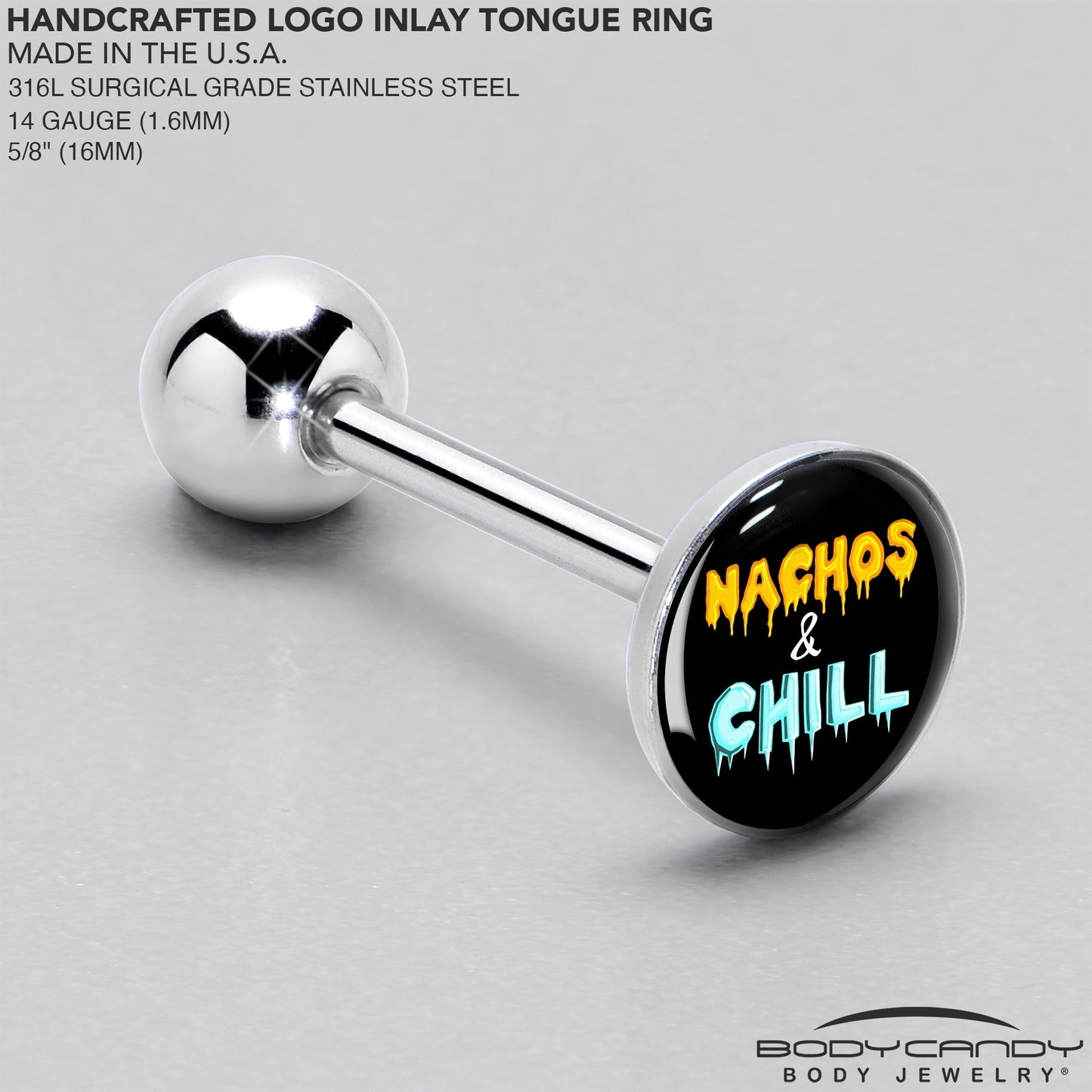 Nachos and Chill Barbell Tongue Ring by Onyx O