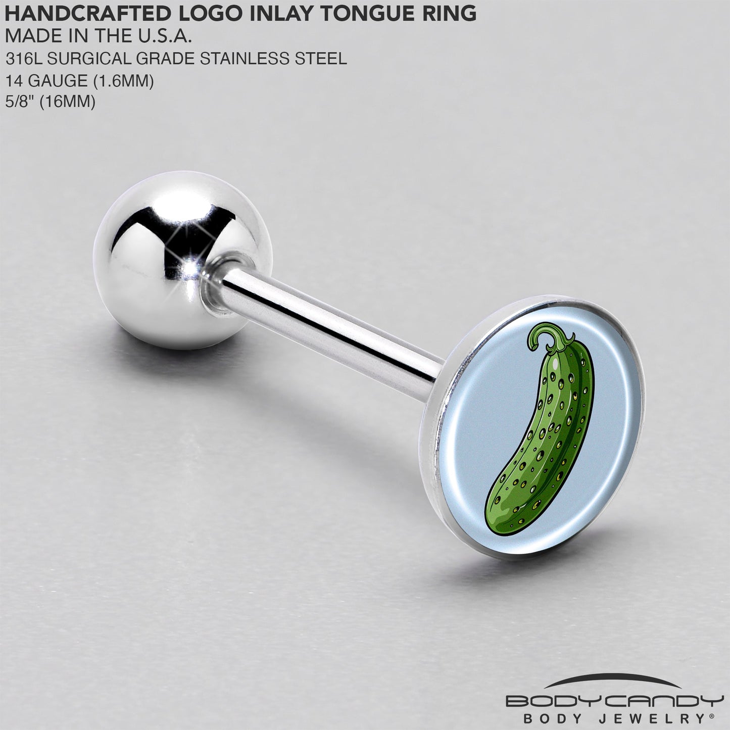 Green Pickle Barbell Tongue Ring by Onyx O