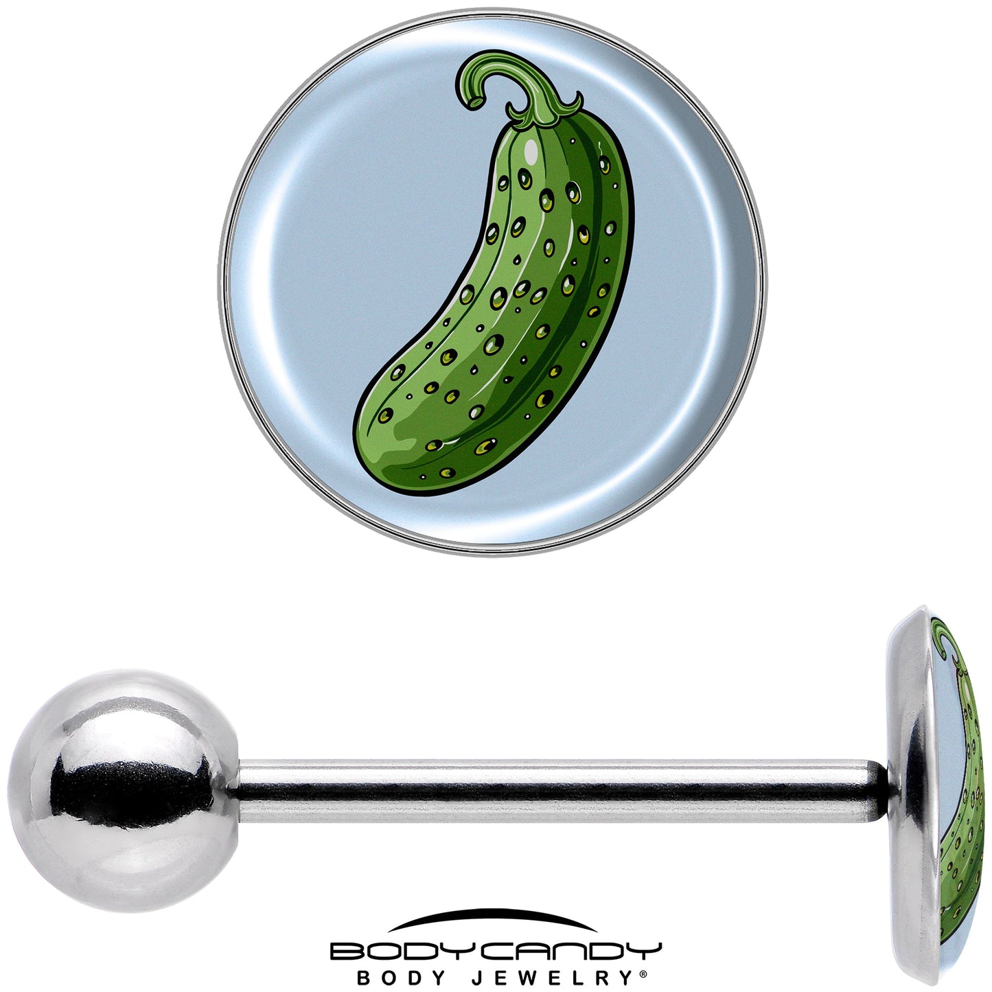 Green Pickle Barbell Tongue Ring by Onyx O