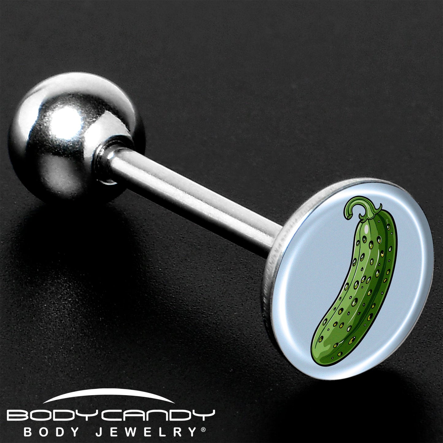 Green Pickle Barbell Tongue Ring by Onyx O