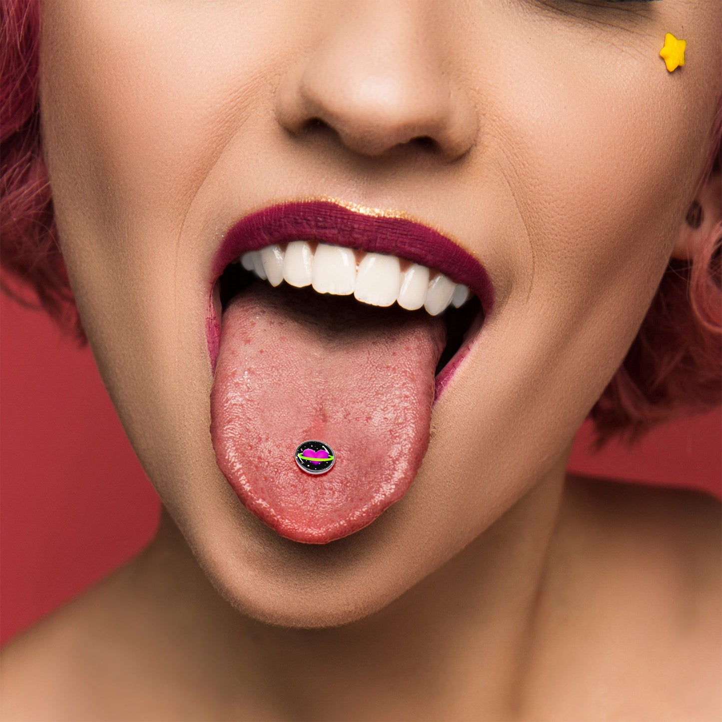 Heart Planet Barbell Tongue Ring by Onyx O