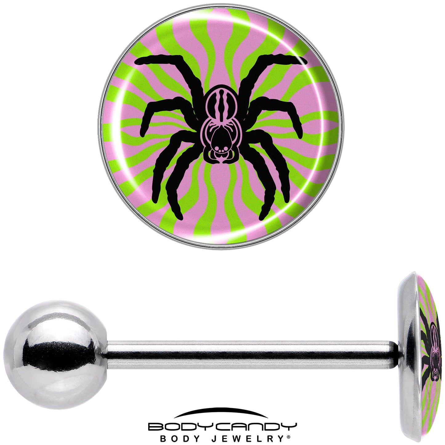 Psychedelic Spider Barbell Tongue Ring by Onyx O