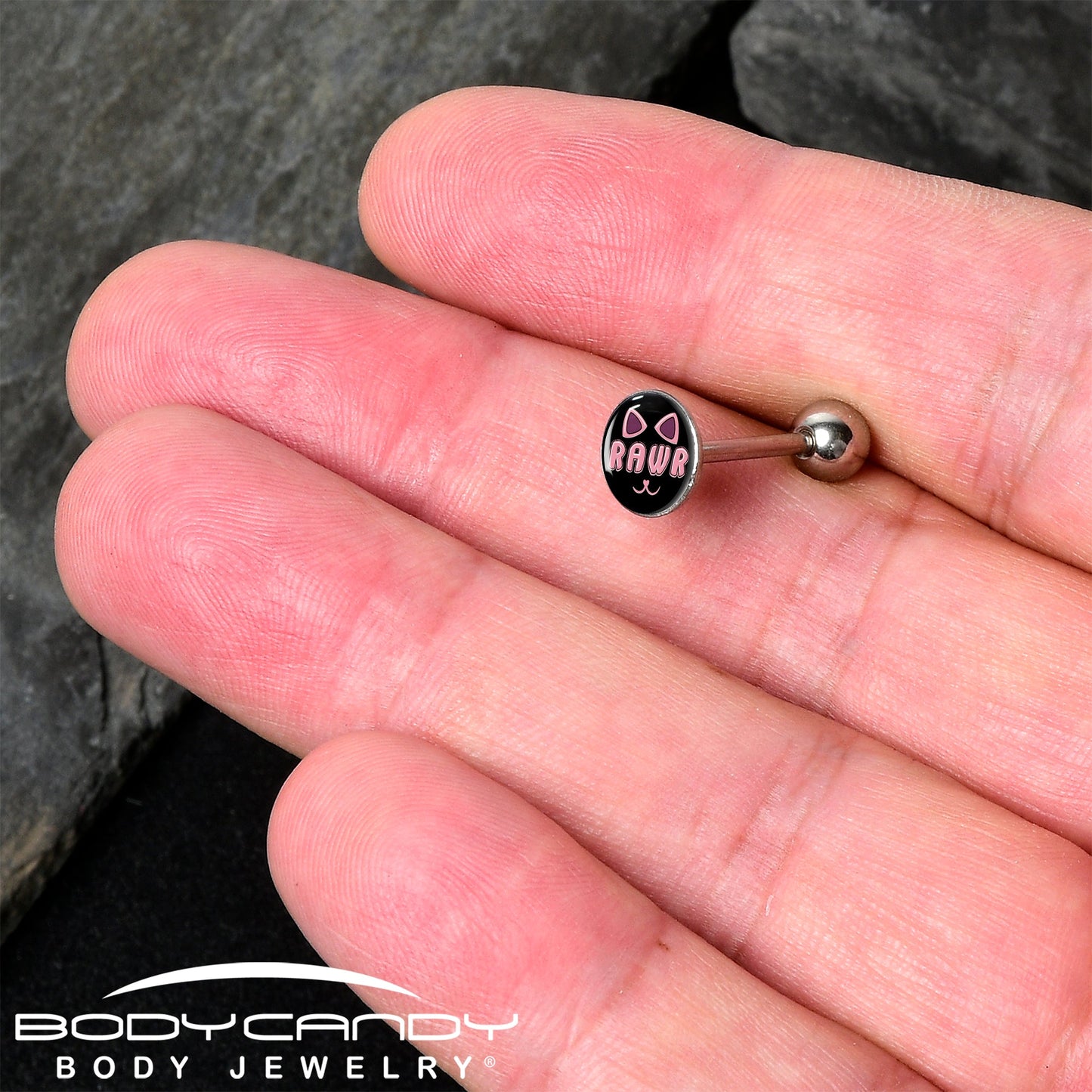 RAWR Kittly Cat Barbell Tongue Ring by Onyx O