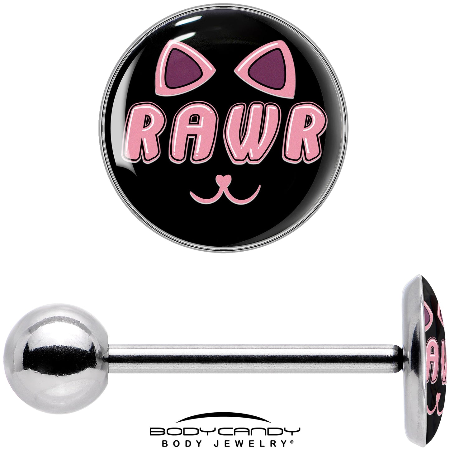 RAWR Kittly Cat Barbell Tongue Ring by Onyx O