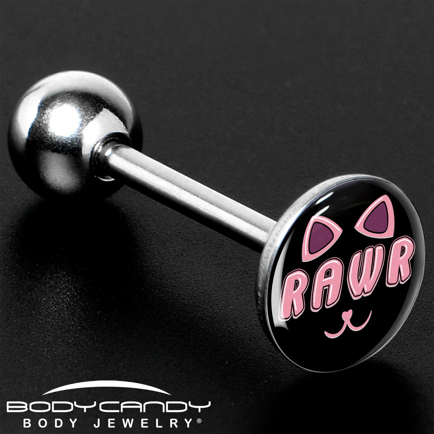 RAWR Kittly Cat Barbell Tongue Ring by Onyx O