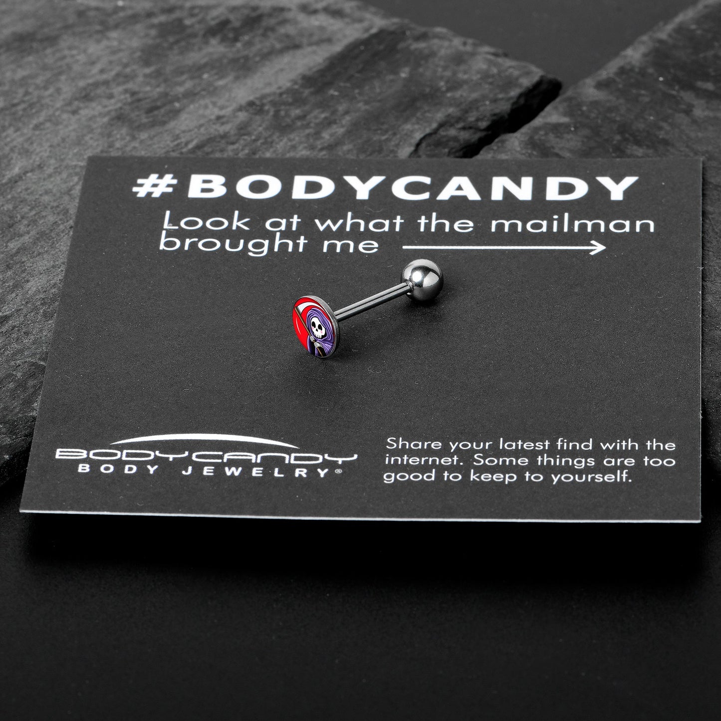 Grim Reaper Barbell Tongue Ring by Onyx O