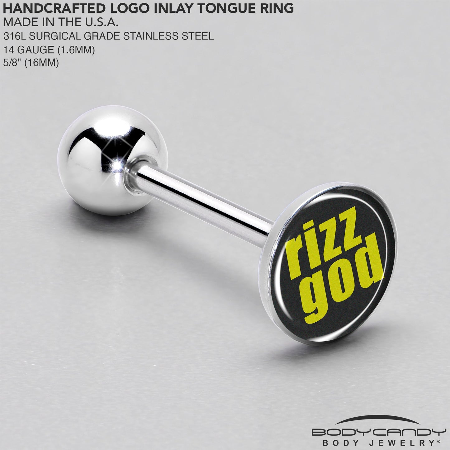 RIZZ GOD Barbell Tongue Ring by Onyx O