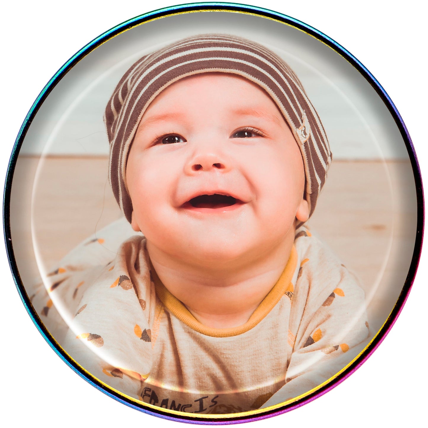 Custom Photo Rainbow Anodized Barbell Tongue Ring