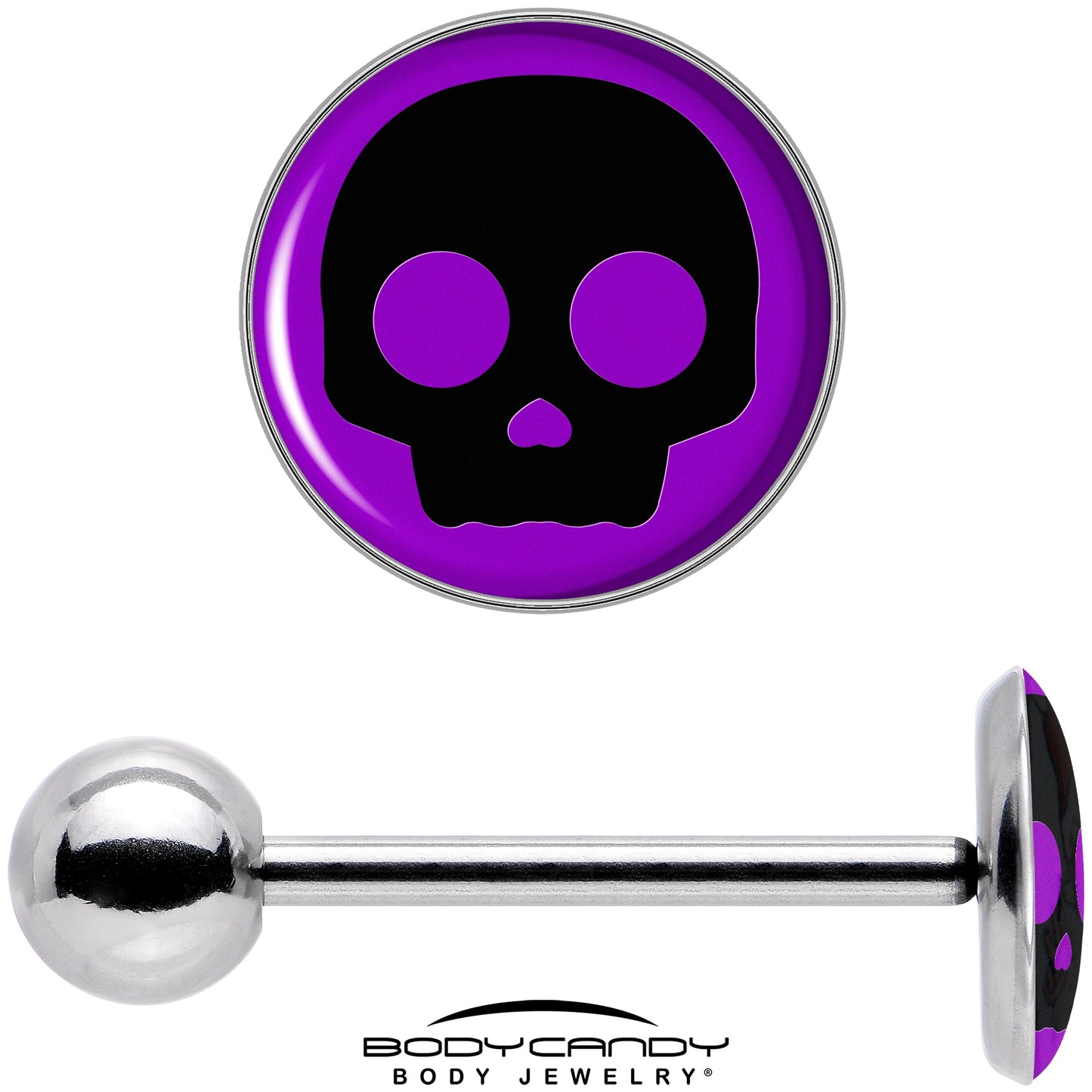 Purple Black Simple Skull Barbell Tongue Ring by Onyx O