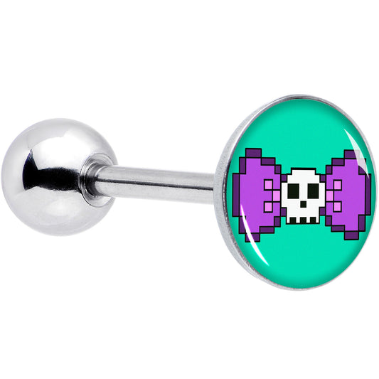 Retro Pixel Skull Barbell Tongue Ring by Onyx O