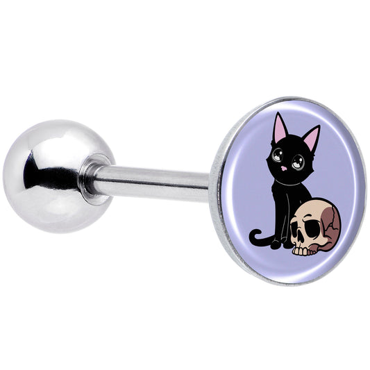 Skull Cat Barbell Tongue Ring by Onyx O