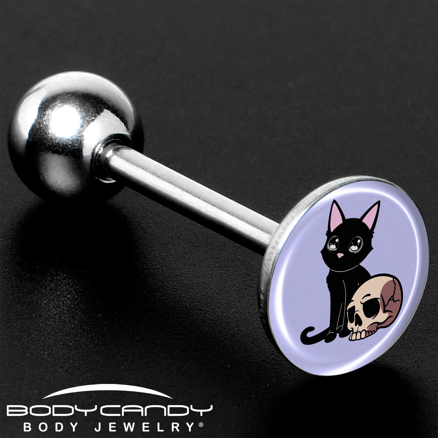 Skull Cat Barbell Tongue Ring by Onyx O