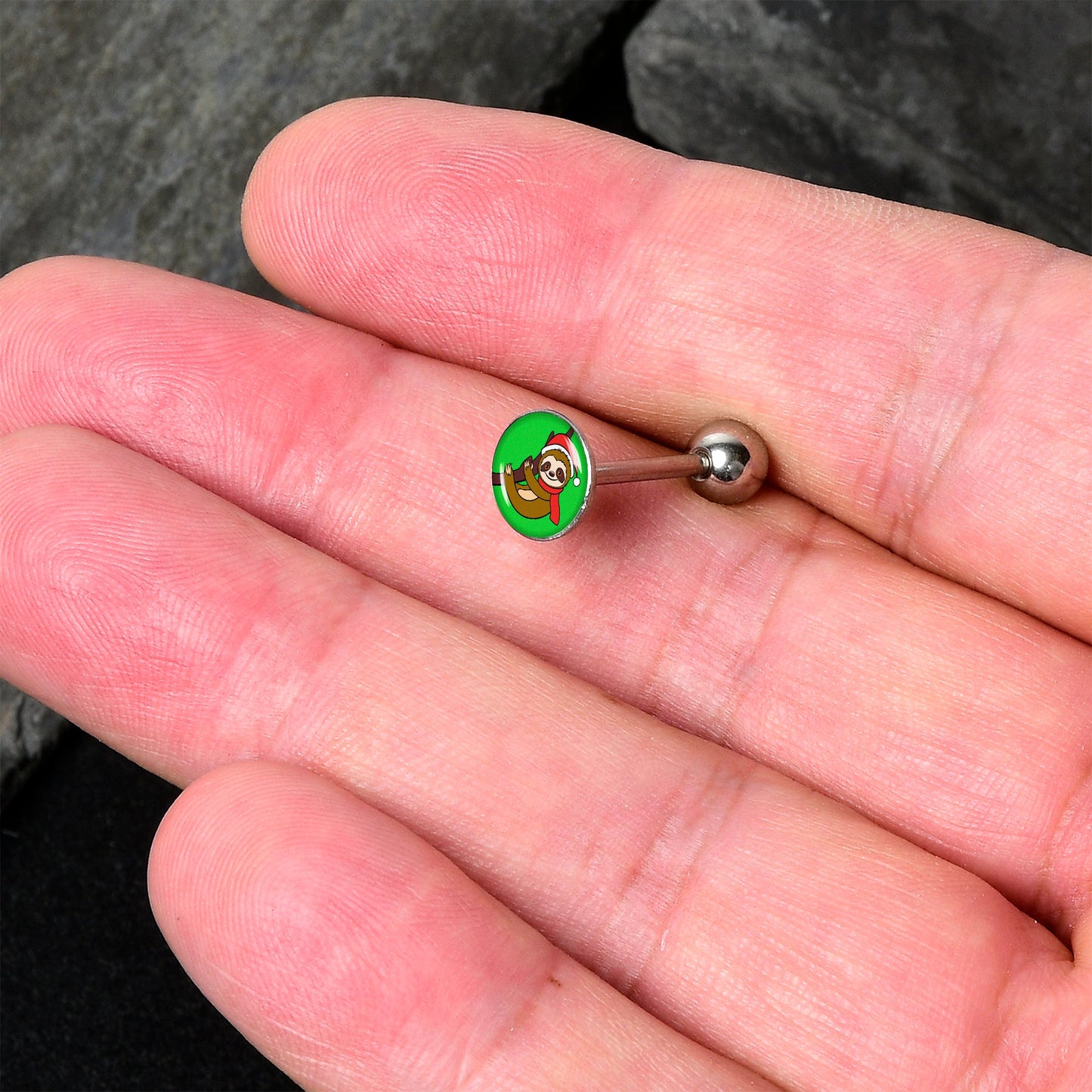 Santa Sloth Holiday Barbell Tongue Ring by Onyx O