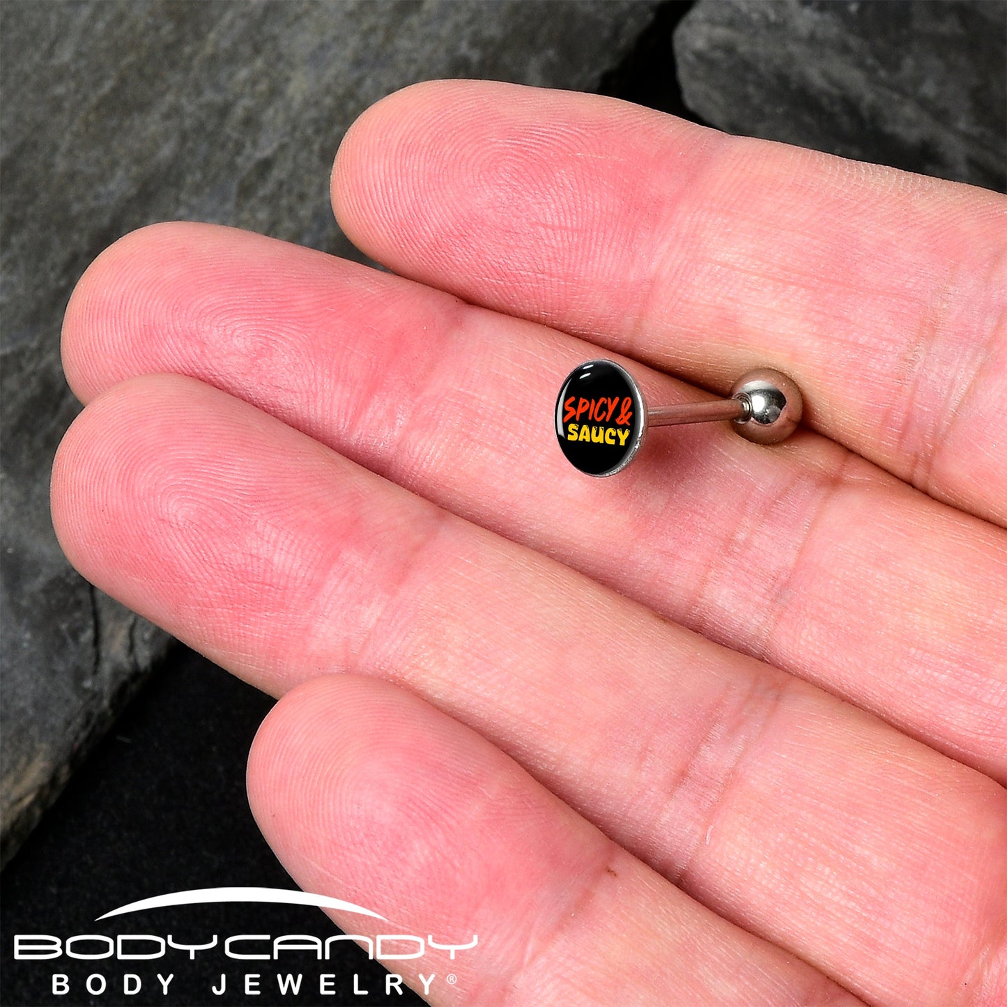 Spicy and Saucy Barbell Tongue Ring by Onyx O
