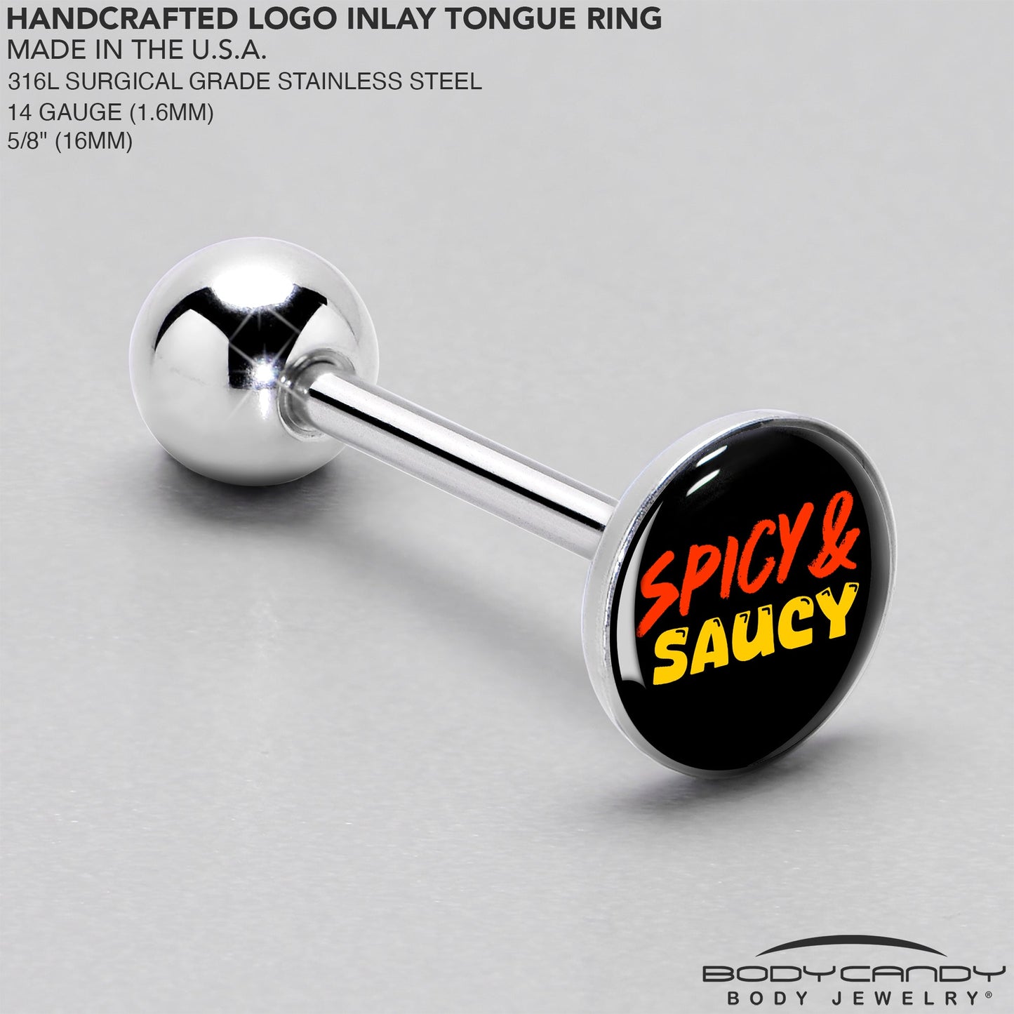 Spicy and Saucy Barbell Tongue Ring by Onyx O