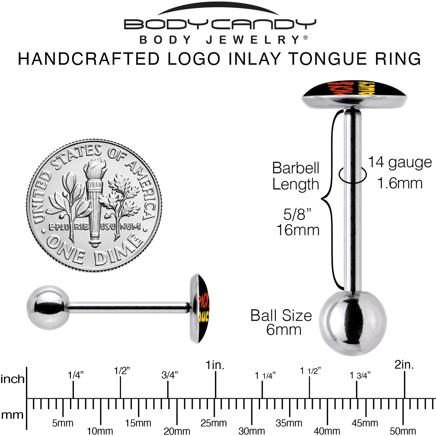 Spicy and Saucy Barbell Tongue Ring by Onyx O