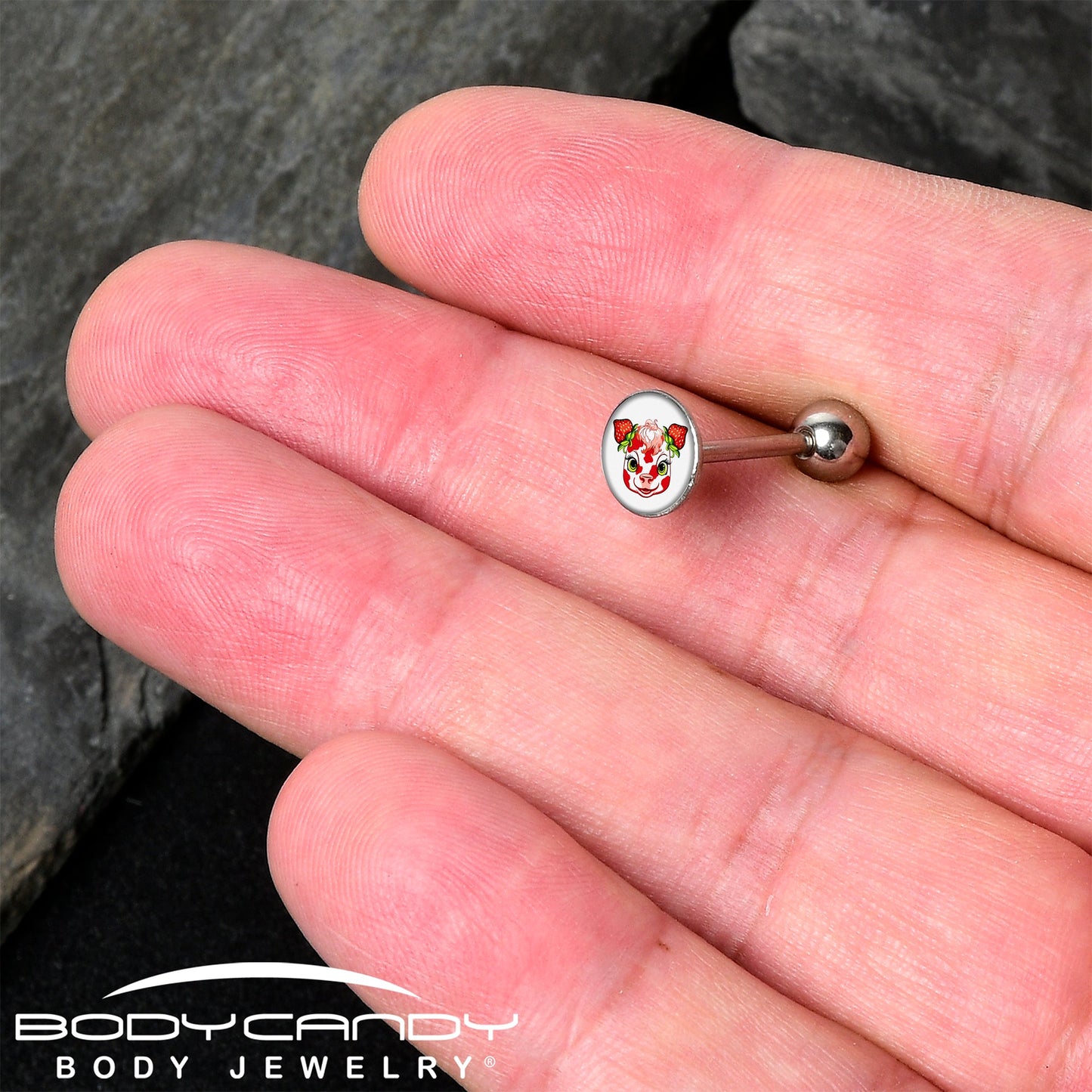 Stawberry Cow Barbell Tongue Ring by Onyx O