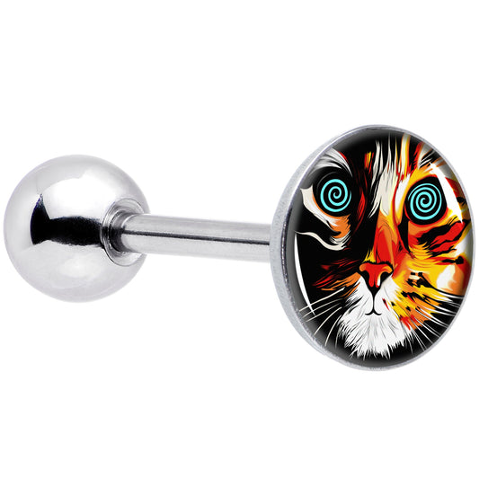 Colorful Trippy Cat Barbell Tongue Ring by Onyx O