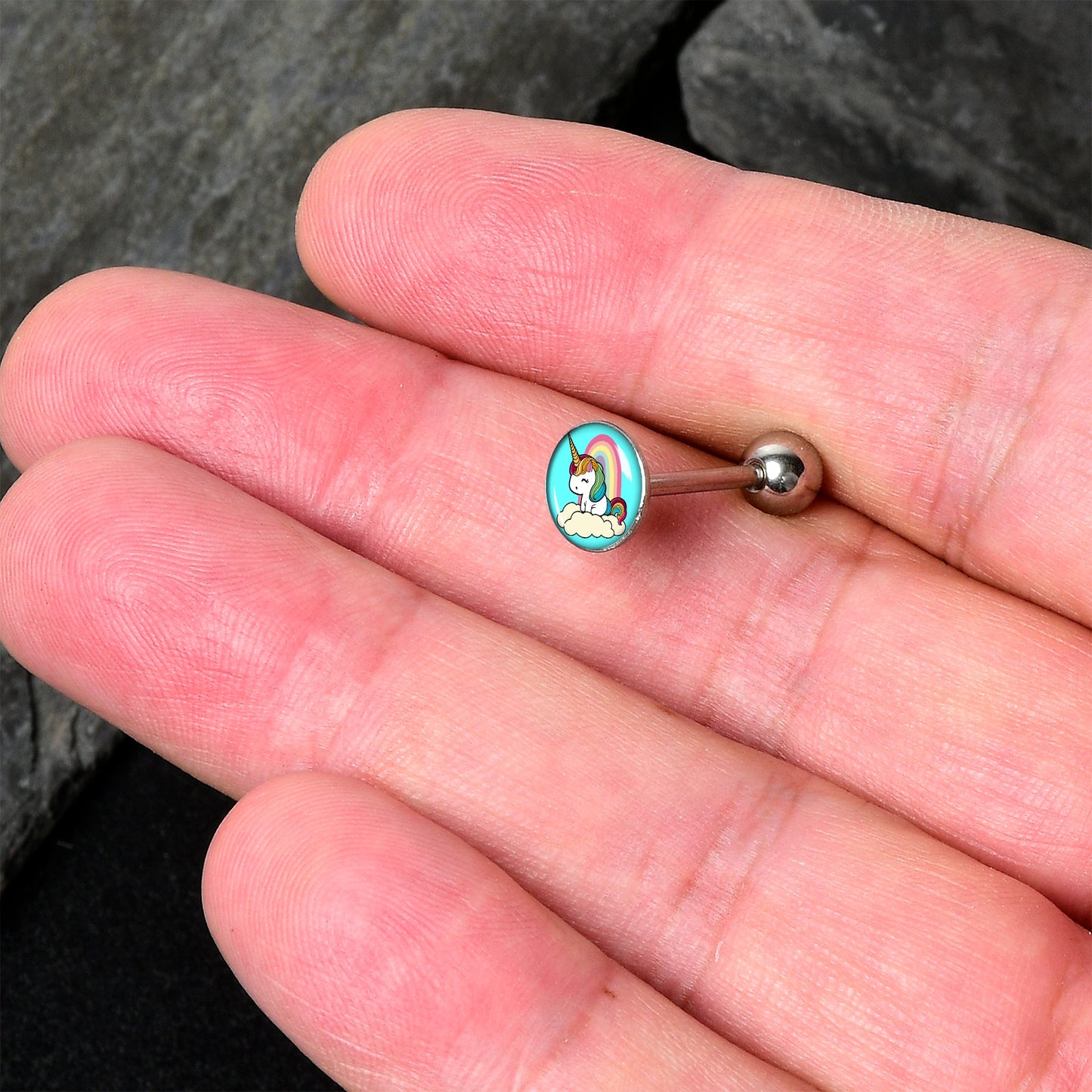 Rainbow Unicorn Barbell Tongue Ring by Onyx O