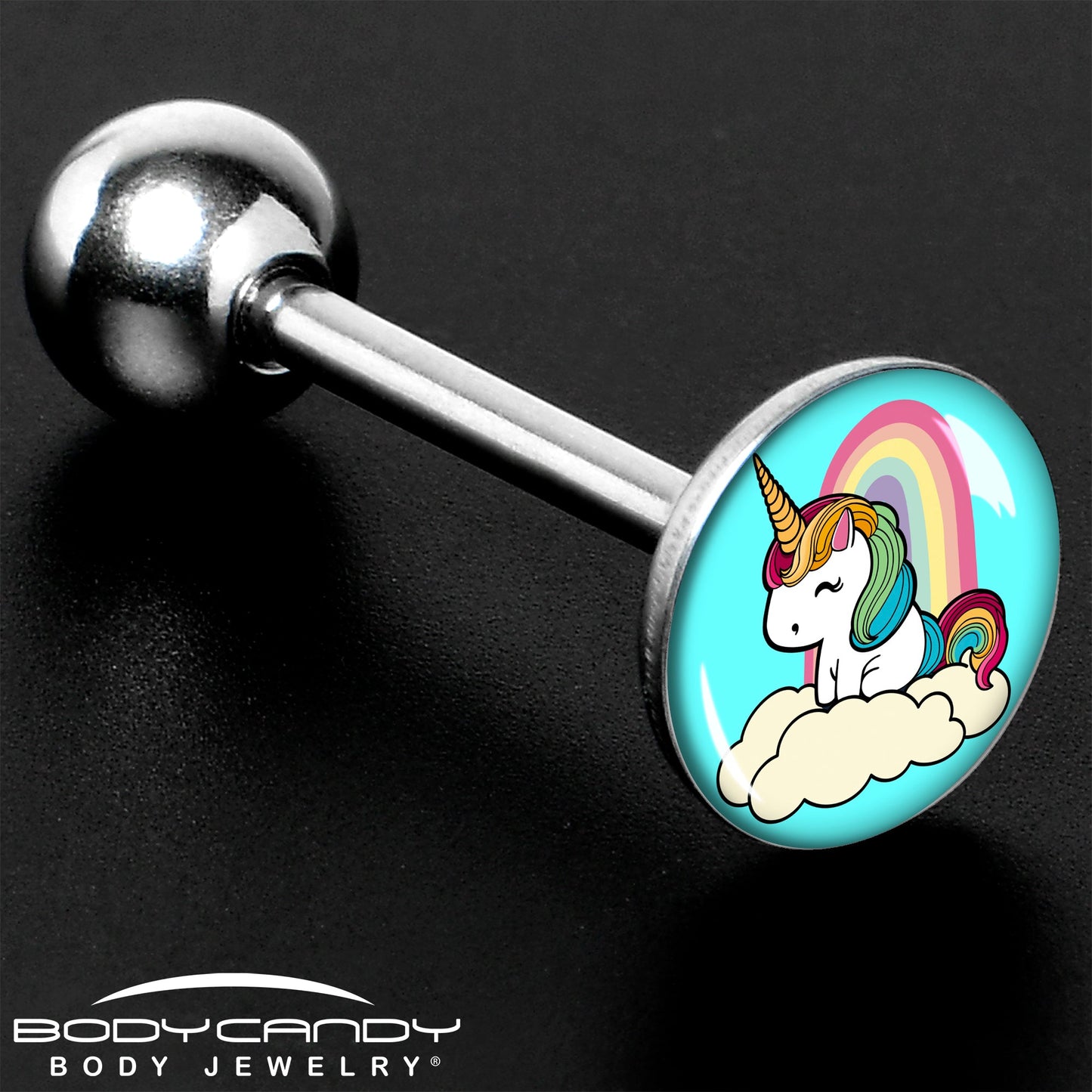 Rainbow Unicorn Barbell Tongue Ring by Onyx O