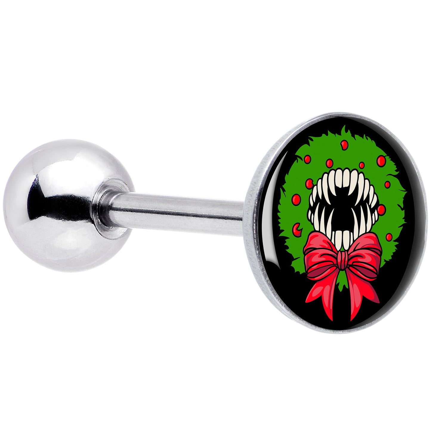 Holiday Vampire Wreath Barbell Tongue Ring by Onyx O