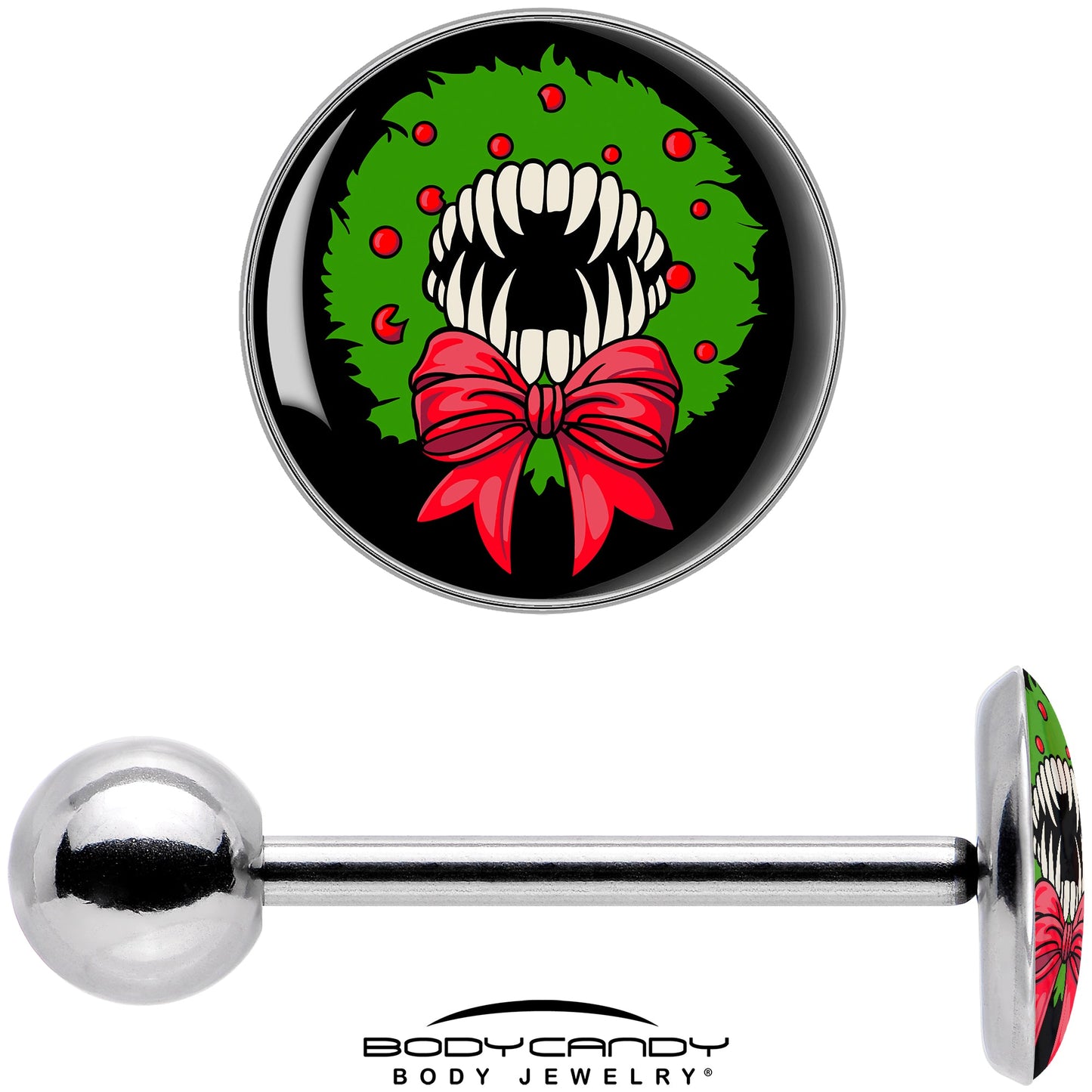 Holiday Vampire Wreath Barbell Tongue Ring by Onyx O