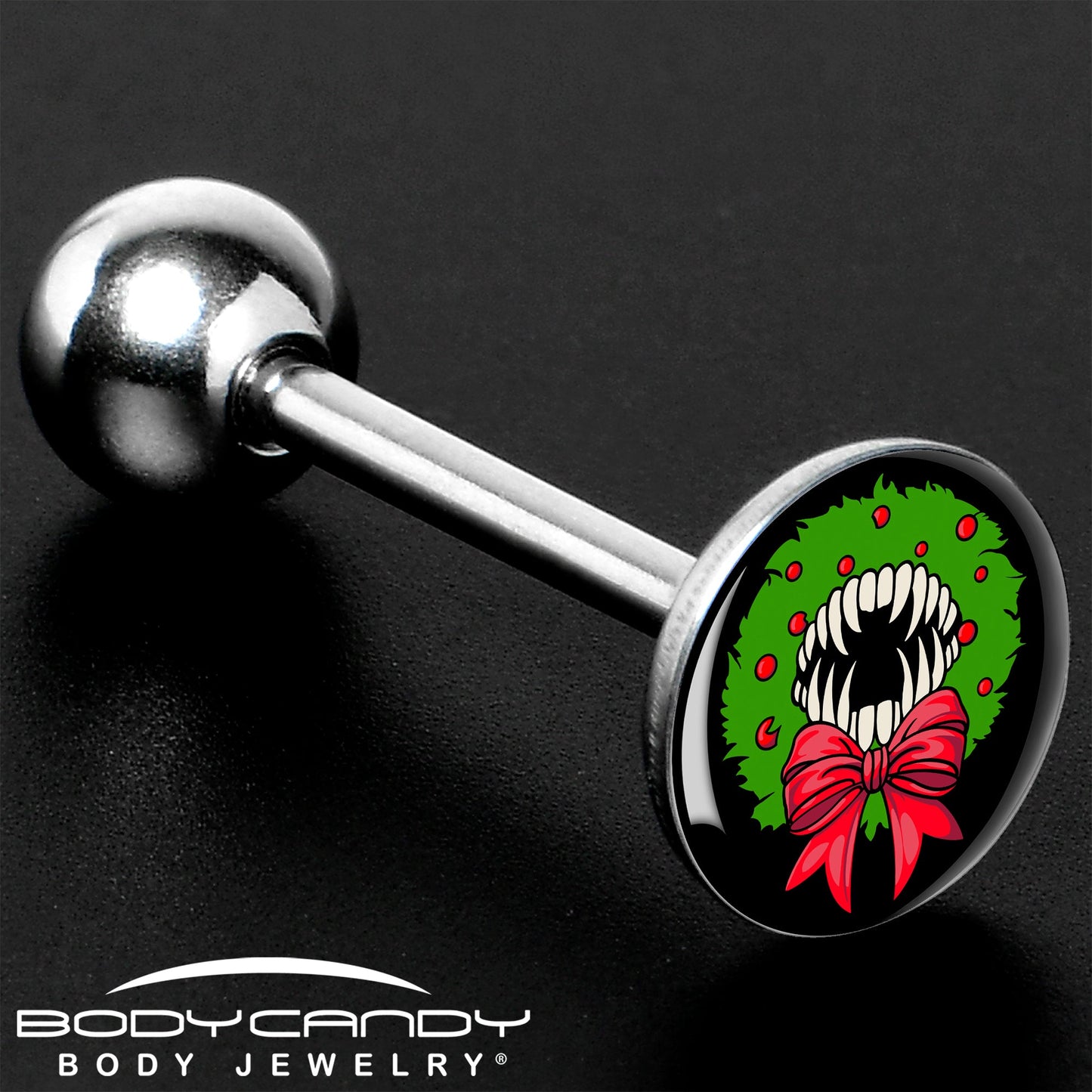 Holiday Vampire Wreath Barbell Tongue Ring by Onyx O
