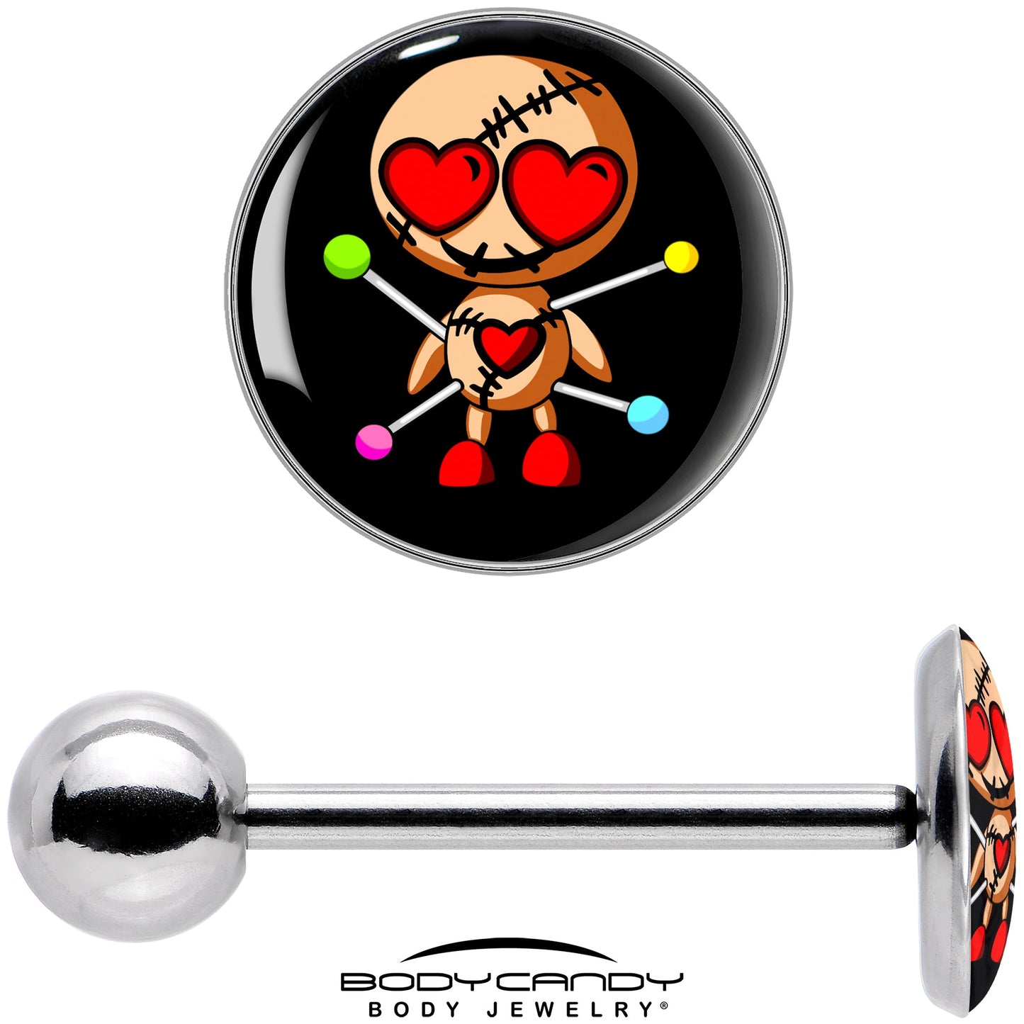 Valentine Heart Voodoo Doll Barbell Tongue Ring