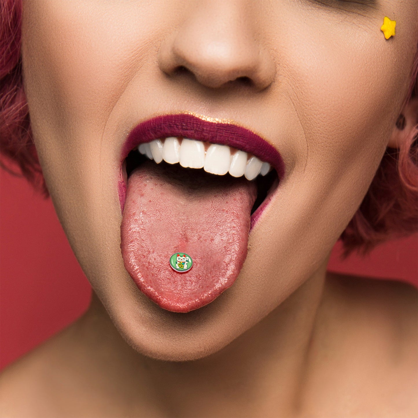 Waving Cat Barbell Tongue Ring by Onyx O