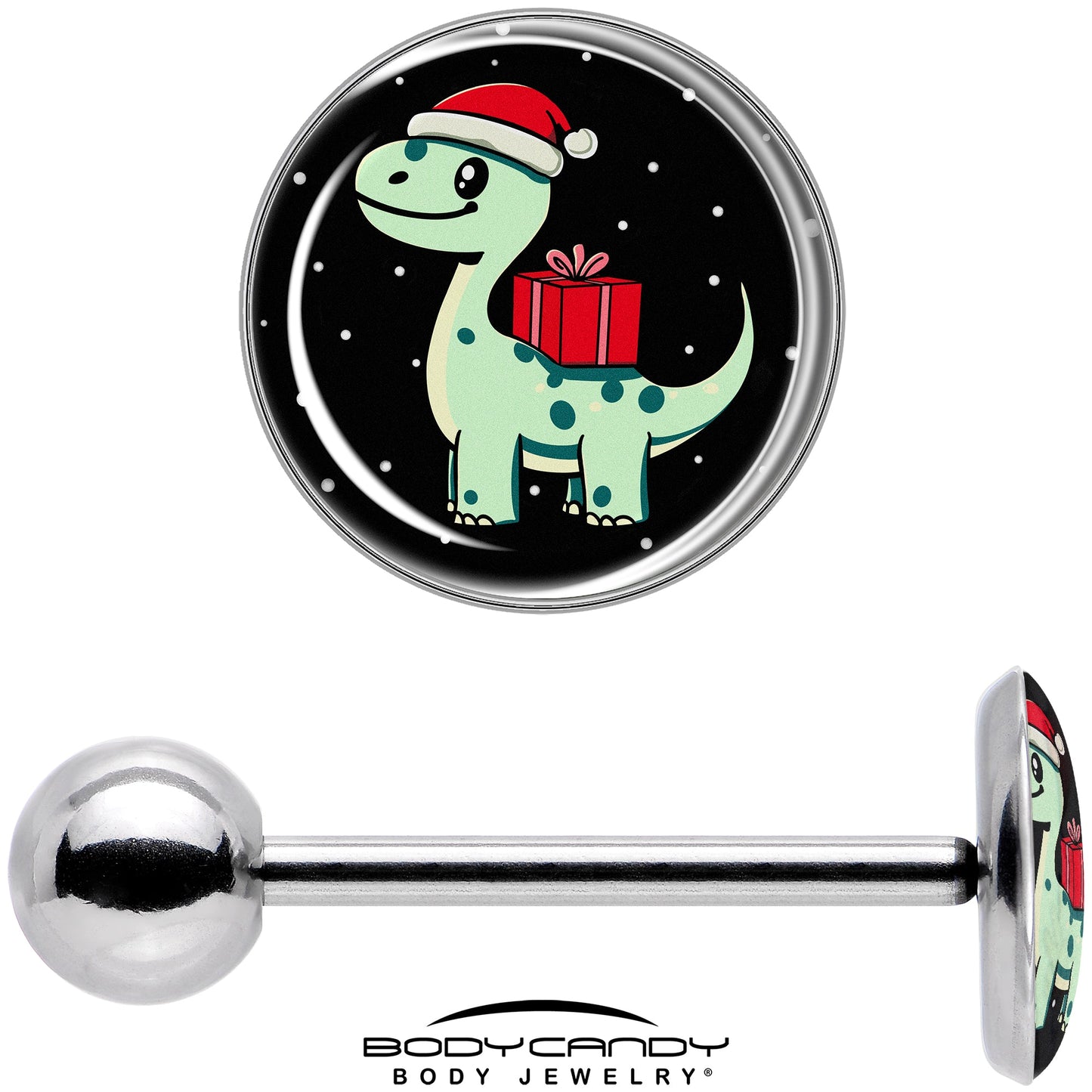 Christmas Holiday Dinosaur Barbell Tongue Ring by Onyx O