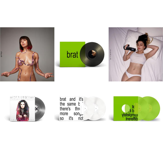 Charli Xcx - Brat & It's The Same But There's Three More Songs So It's Not (2LP/White Vinyl) & Brat & It's Completely Different (2LP/Brat Green Vinyl) & Brat (Black Ice LP Vinyl) & How I'm Feeling Now (Clear LP Vinyl) & Charli Charli (2LP) & True