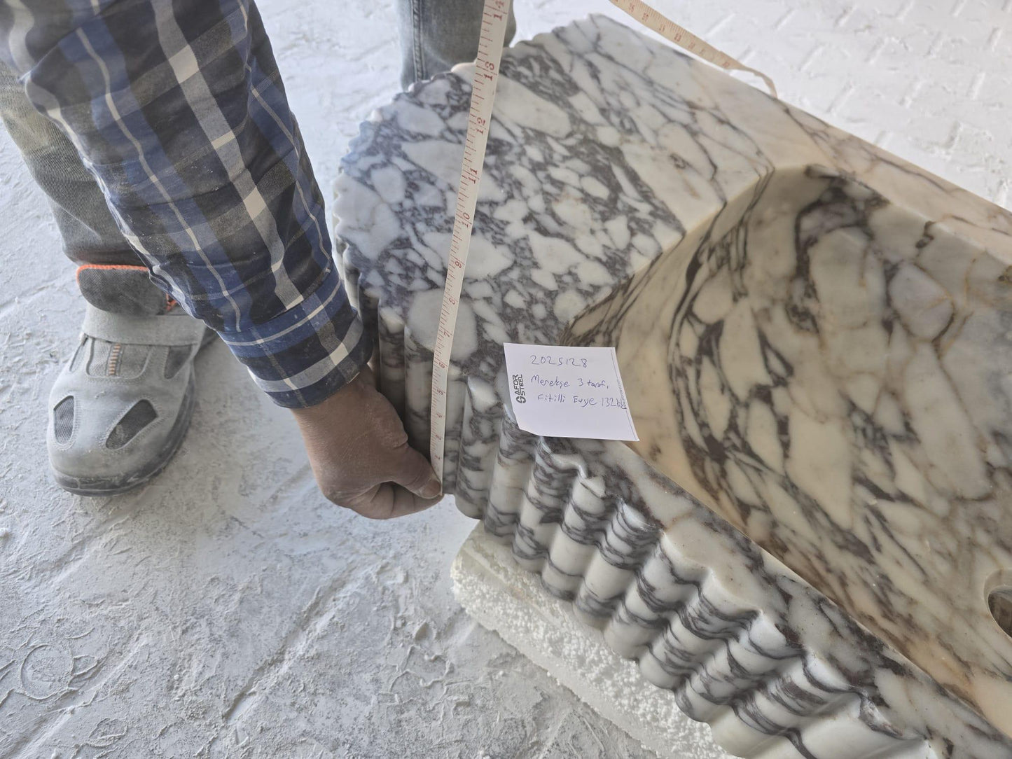 Calacatta Viola Marble Wall-mount Bathroom Vanity carved from Solid Block (W)20" (L)52"