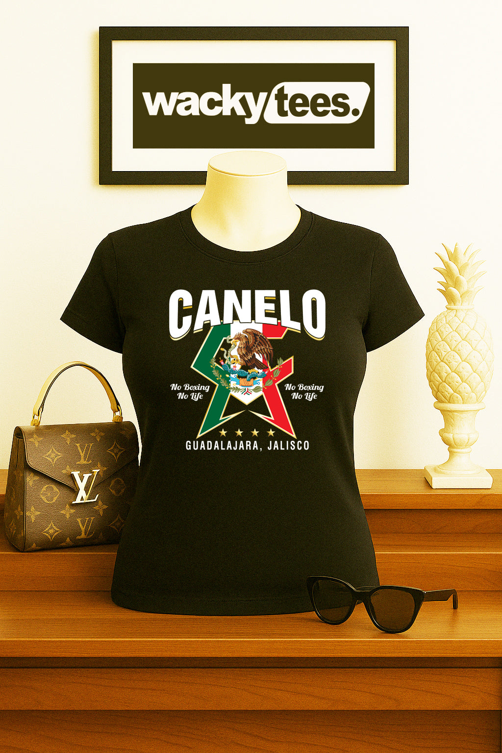 Canelo Alvarez CA No Boxing No Life Mexican Flag Eagle Graphic Tee Shirt