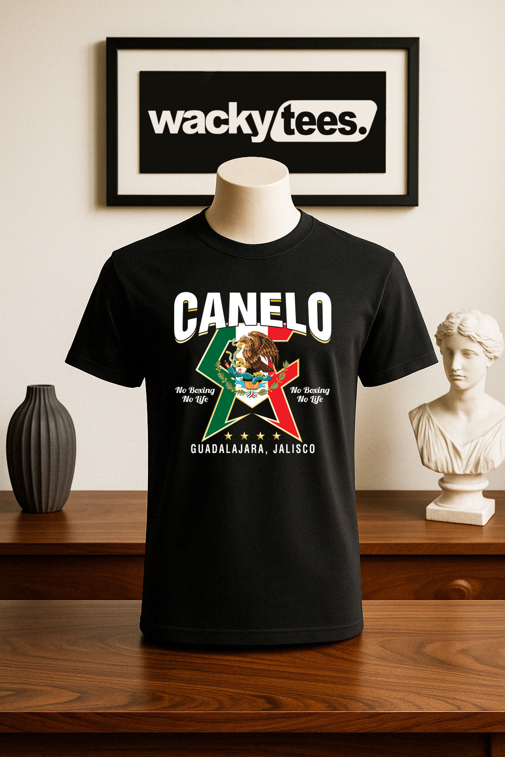 Canelo Alvarez CA No Boxing No Life Mexican Flag Eagle Graphic Tee Shirt